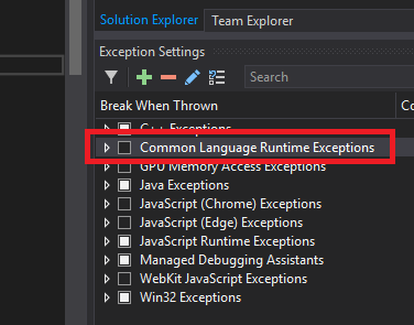 Manage exceptions with the debugger - Visual Studio (Windows)